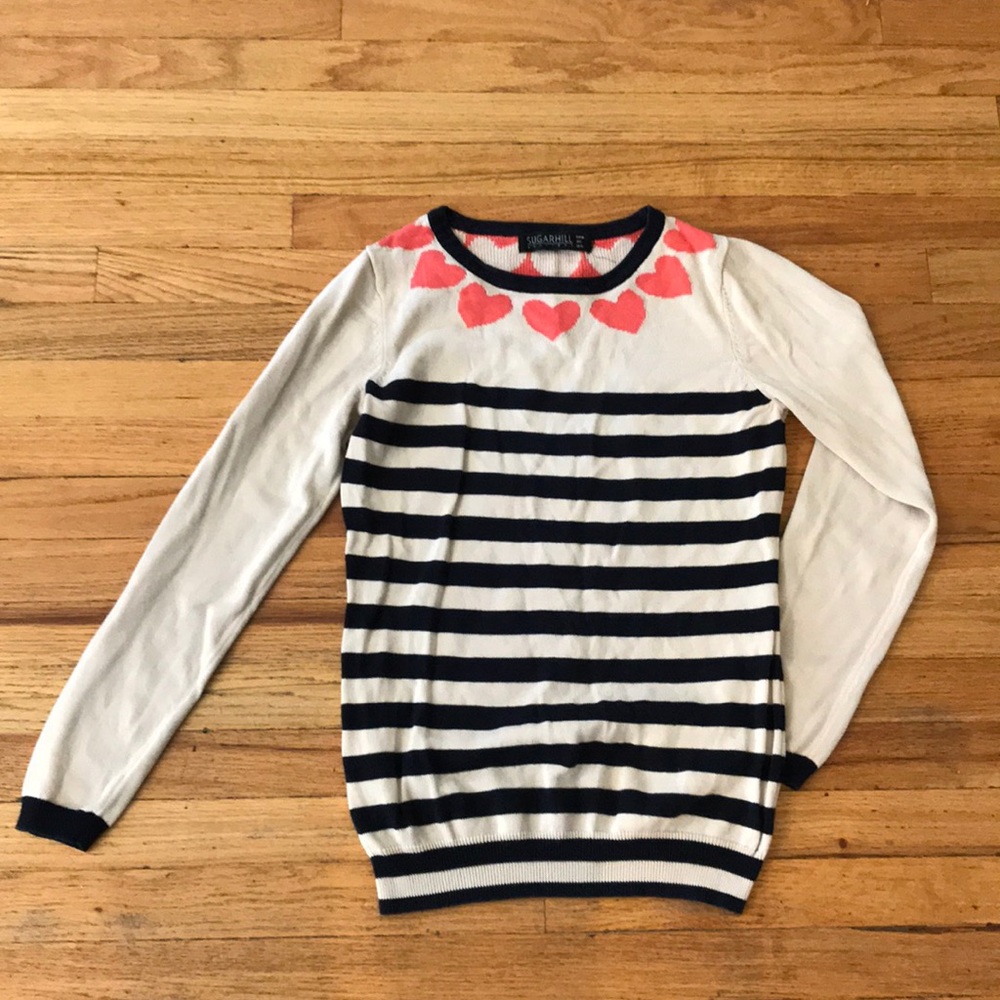 sweater striped hearts